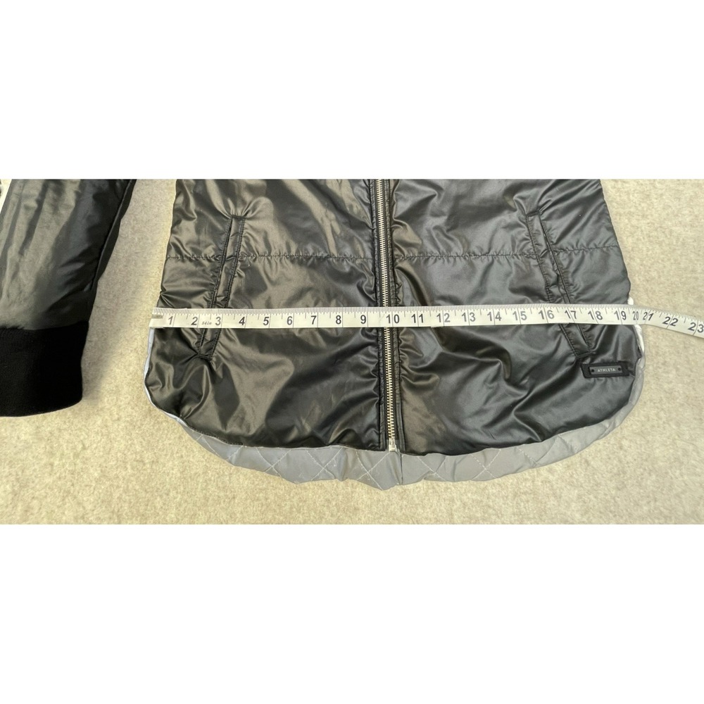 Athleta Reflective Black Silver Reversible Jacket Quilted Size Lg Athletic Track - Picture 12 of 16